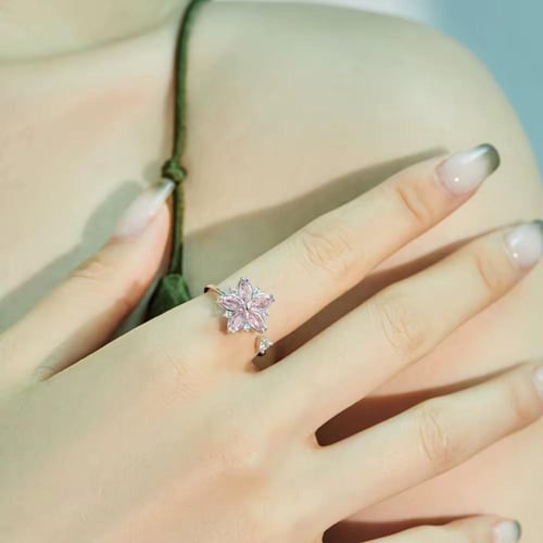 خاتم زهرة الورد - قابل للدوران -