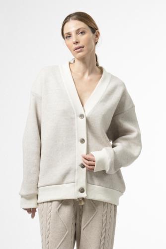 AKCW W127 VASE-CARDIGAN-CREAM