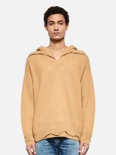 KNTTED HOODIE OVER-134-CAMEL