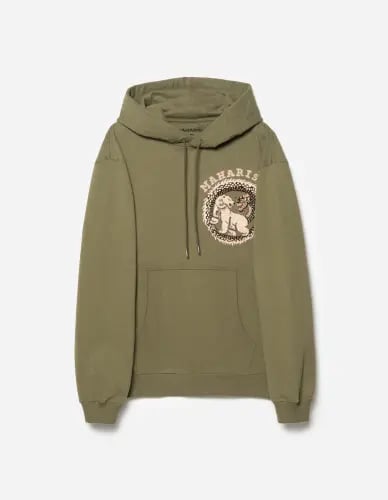 7088Bering Strait Map Hooded Sweat-OLIVE
