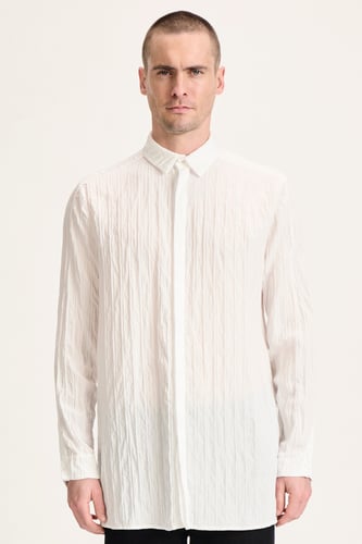 Micromodal long shirt311-WHITE