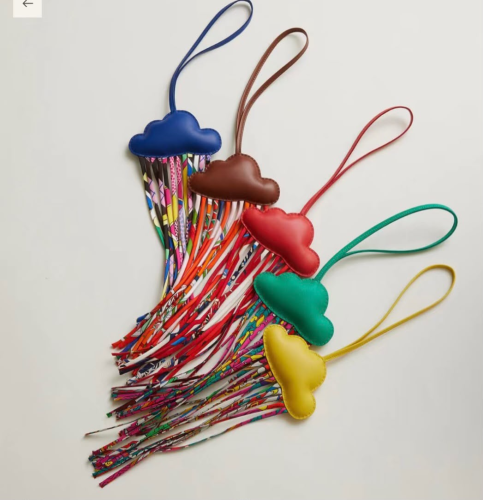 تعليقة / ميدالية هيرميس السحابة والشرائط الحريرية (Hermès Nuage Silk & Leather Bag Charm)