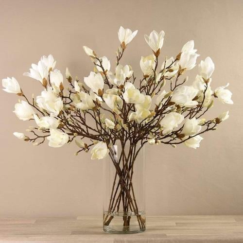 Artificial Magnolia in Glass Vase - 71359