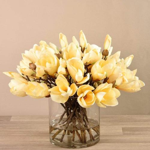 Artificial Magnolia in Glass Vase - 71356