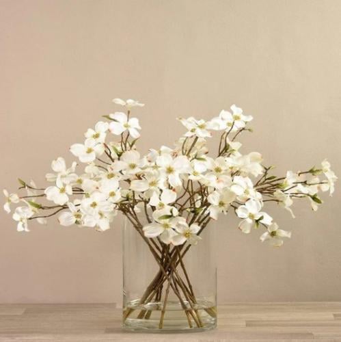 ARTIFICIAL DOGWOOD ARRANGEMENT IN GLASS VASE - 704...