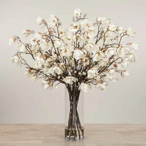 Artificial Magnolia Arrangement in glass vase - 71...