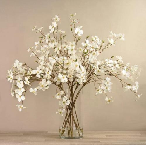 ARTIFICIAL DOGWOOD ARRANGEMENT IN GLASS VASE - 710...