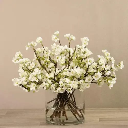 Artificial Blossom Spray in Glass Vase - 71348