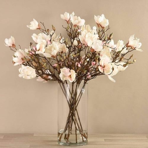 Artificial Magnolia in Glass Vase - 71351