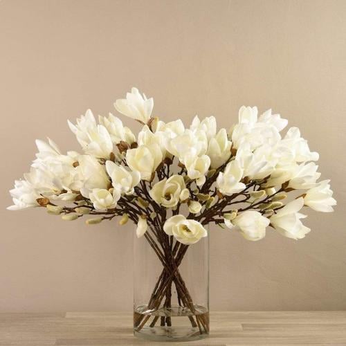 Artificial Magnolia in Glass Vase - 71357