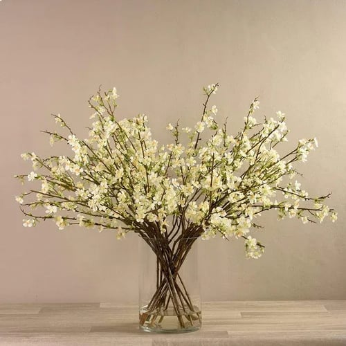 Artificial Blossom Spray in Glass Vase - 71347