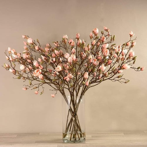 Artificial Magnolia in Glass Vase - 71350