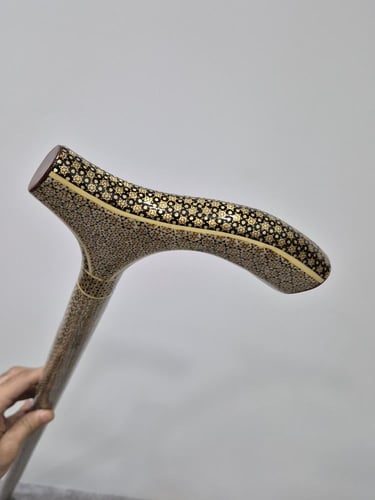 عكاز ملكي مطعم بالنحاس والعاج