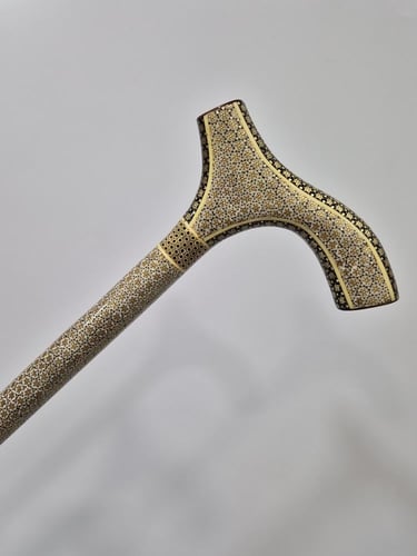 عكاز ملكي مطعم بالنحاس والعاج