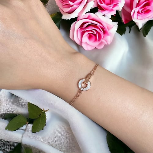 اسوارة بولقاري روز مع ابيض لولوي من الفضه