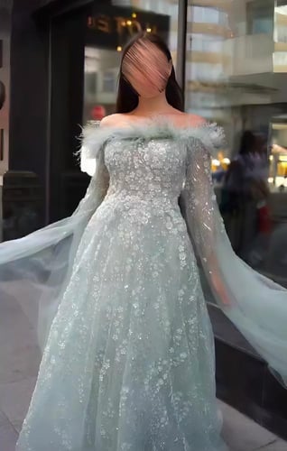 فستان لؤلؤ فيروزي