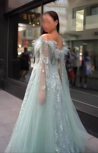 فستان لؤلؤ فيروزي