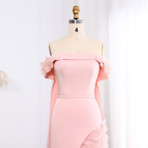 فستان سهرة وردي