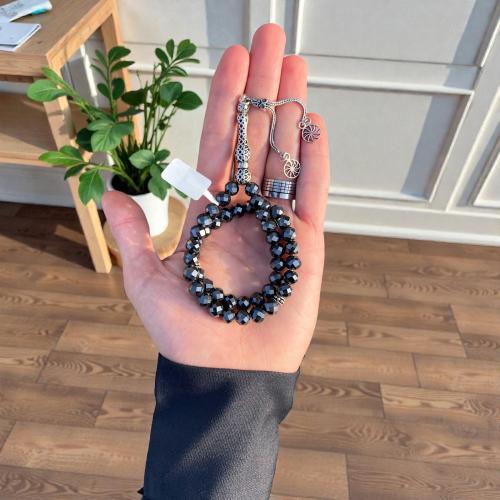 سبحة حجر الموزنايت - فضة عيار 925