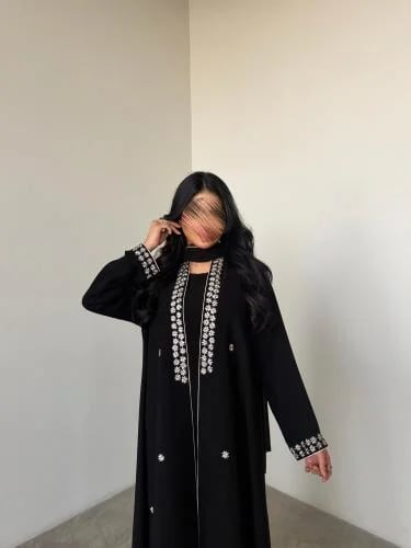 Korean royal crepe abaya with embroidery