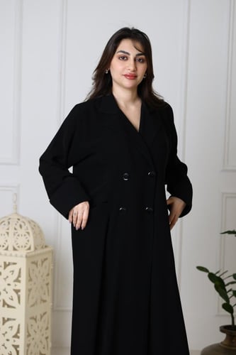 عباية سوداء فخمة قماش كريب ملكي