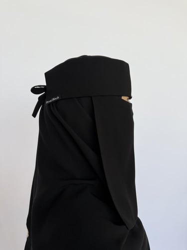 نقاب اسلامي أسود ملكي مطاط مخفي