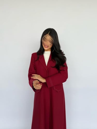 عباية بليزر عنابي كتان كوري