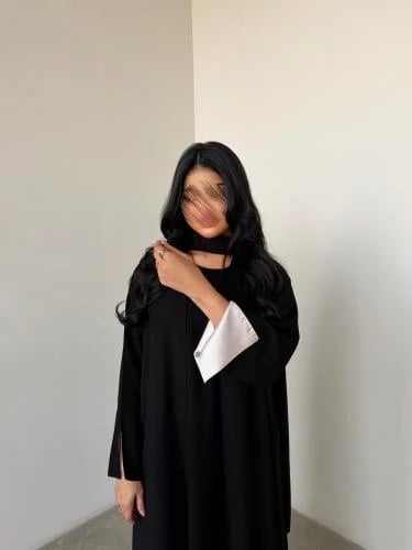 Lamia Korean crepe abaya with silk sleeves