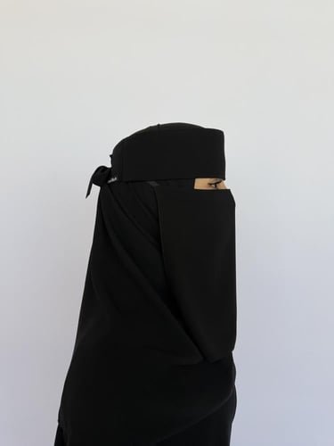 نقاب إسلامي طويل مايل اسود ملكي