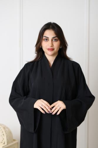 عباية حرير مغسول اسود نص كلوش