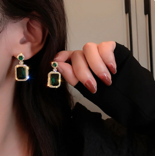 3 قطع مجموعة فاخرة على الموضة - زجاج الزمرد - أقرا...