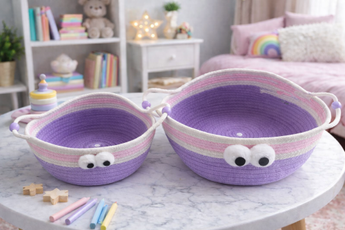 A stylish and practical storage and organization basket set in bright colors! Two pieces