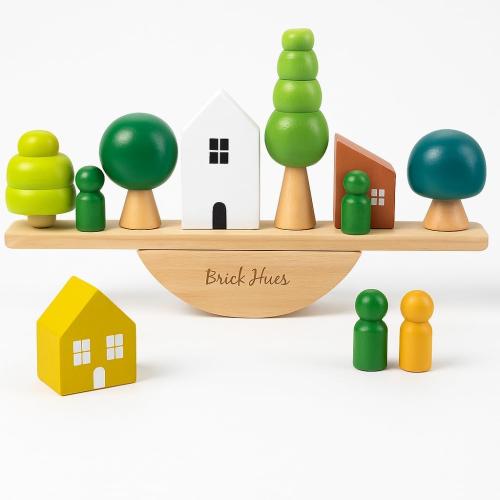 لعبة تعليمية - موازنة أشجار الطبيعة والمنازل ودمى