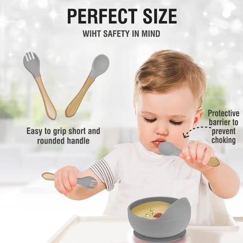 طقم أدوات تناول طعام سيليكون للأطفال من 6 قطع