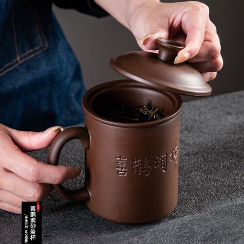 كوب مصنوع من الفخار اللون بني احمر السعة 400 ML