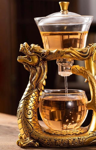 طقم تحضير الشاي المختص مكون من 3 قطع التنين الذهبي