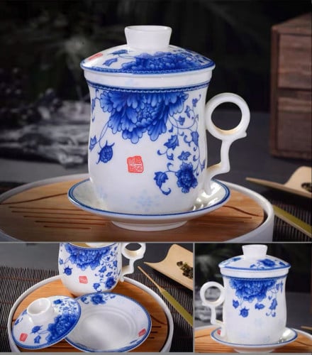 كوب لتحضير الشاي مكون من 4 قطع زهرت اللوتس