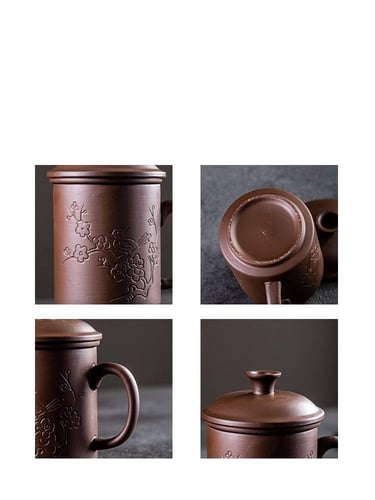 كوب فخار للون بني عمل يدوي سعة 450 ملل