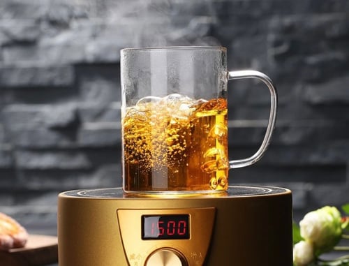 كوب زجاج مقاوم للحرارة مكون من 3 قطع داخله مصفاه ا...