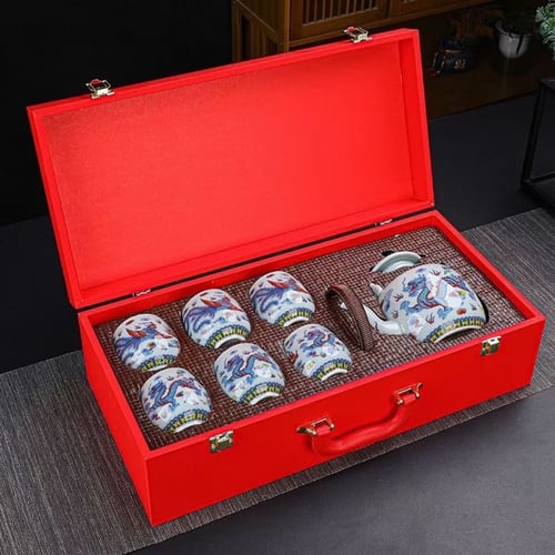 طقم الشاي مكون من 9 قطع رسمة تنين