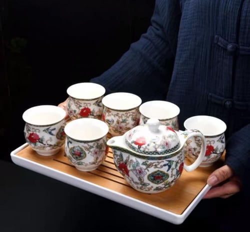 طقم للشاي مكون من 8 قطع الاكواب دبل تحفظ الحرارة م...