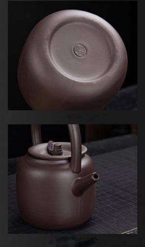 طقم للشاي مصنوع من الفخار الطبيعي عمل يدوي للون رم...