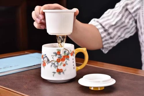 كوب شاي مكون من 3 قطع مع مصفاه مستوحى من الطبيعة