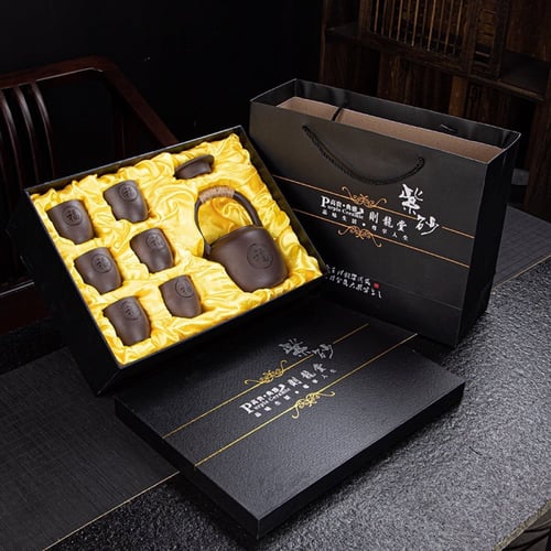 طقم للشاي مصنوع من الفخار الطبيعي عمل يدوي للون رم...