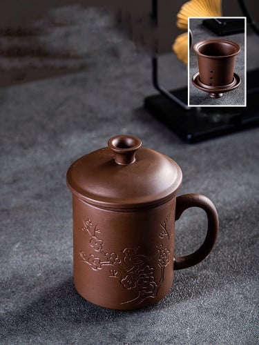 كوب فخار للون بني عمل يدوي سعة 450 ملل