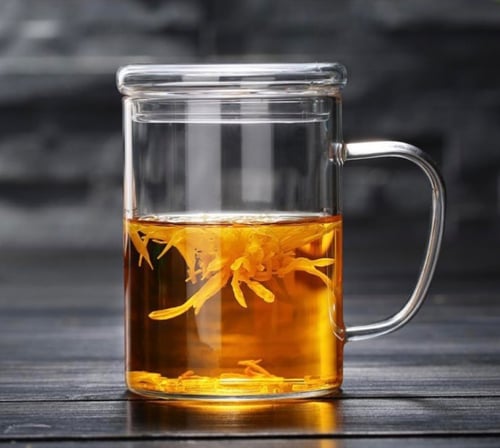 كوب زجاج مقاوم للحرارة مكون من 3 قطع داخله مصفاه ا...