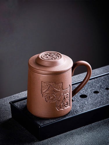 كوب مصنوع من الفخار اللون احمر بني السعه 500 ML