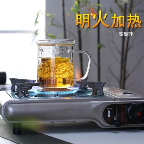 كوب زجاج مقاوم للحرارة مكون من 3 قطع داخله مصفاه ا...