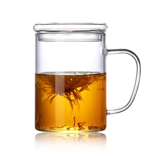 كوب زجاج مقاوم للحرارة مكون من 3 قطع داخله مصفاه ا...