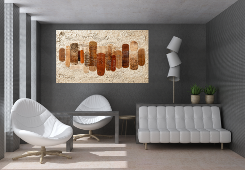 لوحة قماشية بتصميم هندسي متوازن يناسب الديكورات ال...